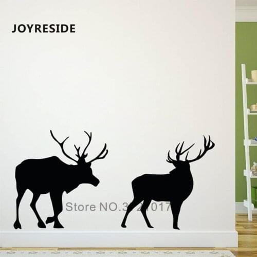 JOYRESIDE Reindeer Big Pattern Wall Decals Vinyl Wall Decor Home Christmas Art Design Animals Wall Sticker Merry Christmas WM259