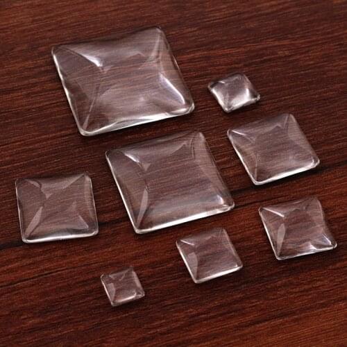 High Quality Square Flat Back Transparent Glass Clear Cabochons for DIY Jewelry Making 8mm 10mm 12mm 15mm 18mm 20mm 25mm 30mm