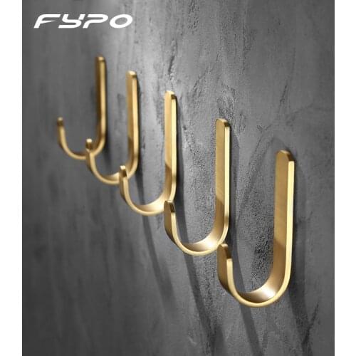 Fypo Bathroom Brass Wall Hook,Punch-free Sticky Hook for Kitchen Robe Towel Hook Wall Door Clothes Hook Furniture Harware