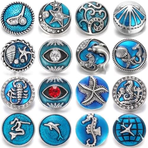 6pcs/lot 2020 New Snap Button Jewelry Charm Braceets Rhinestone Starfish Flower Snap Buttons Fit DIY 20mm 18mm Snap Bracelet