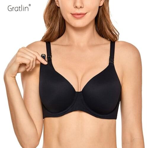 Gratlin Womens Full Coverage Lightly Padded Underwire Contour Nursing Bra
