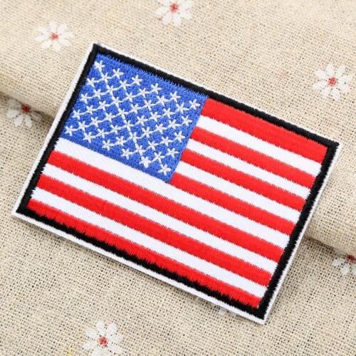 1 Pcs US United States Flag Patches for Clothes Jeans Embroidered Iron on Patch Badges Applique Clothing Decor Accessory