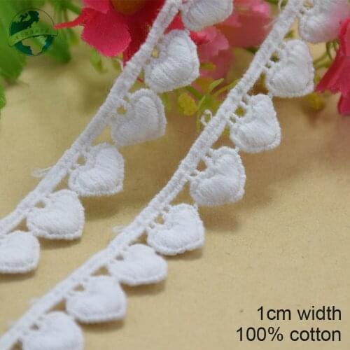 1cm small heart white embroid sewing ribbon guipure lace trim or fabric warp knitting DIY Garment Accessories free shipping#3675