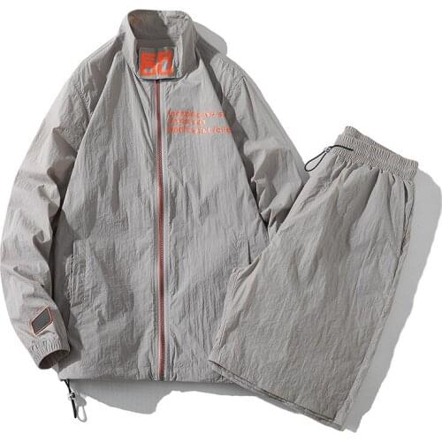 2021 summer new sun-protective jackets Ultra-thin top and pants suit sunscreen clothing skin clothing suit mens jacket