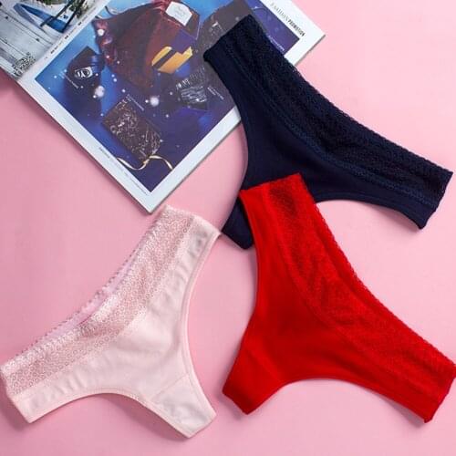 2021 New European And American Womens Underwear Sexy Temptation Cotton Hollow Lace Low Waist Seamless Bikini Briefs Thong