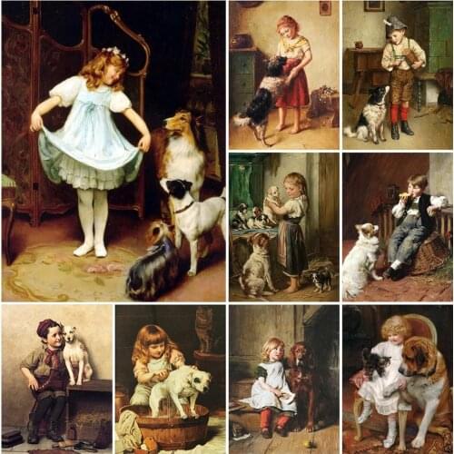 5D DIY Diamond Embroidery Child Picture Full Drill Diamond Painting Girl Portrait Diamond Mosaic Dog Home Decor Gift