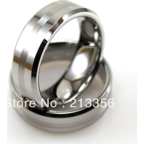 Free Shipping!Wholesales Cheap Price Promotion Sales! USA Hot Selling Mens Tungsten Ring with Beveled Edges and Brushed Center