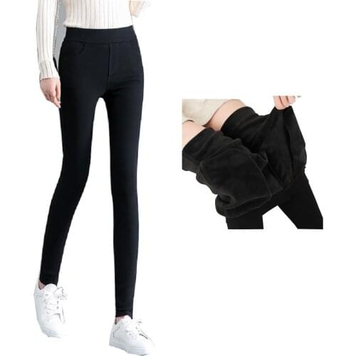 Covpaw Thermo Leggings Jeans Jeggings Thermo Warm Fleece Winter Big Size S-5XL XXXXXL Black Elastic Waist