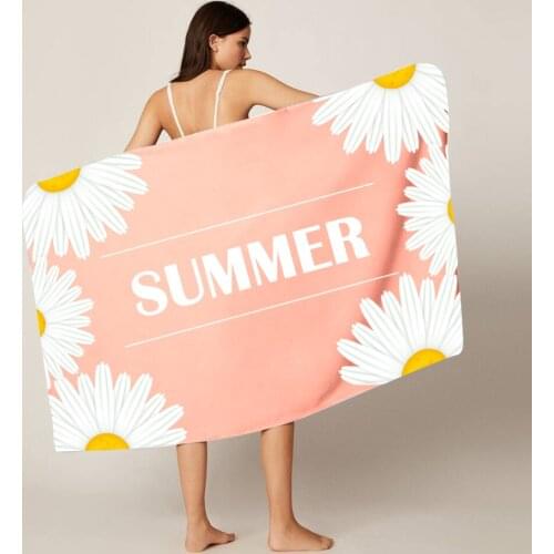 Children adult microfiber yoga blanket Chrysanthemum pattern sunny soft beach towel absorbent microfiber bath shower towel