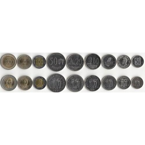 Ecuador Set 9 Pieces America Coins New Original Coin Unc Commemorative Edition 100% Real