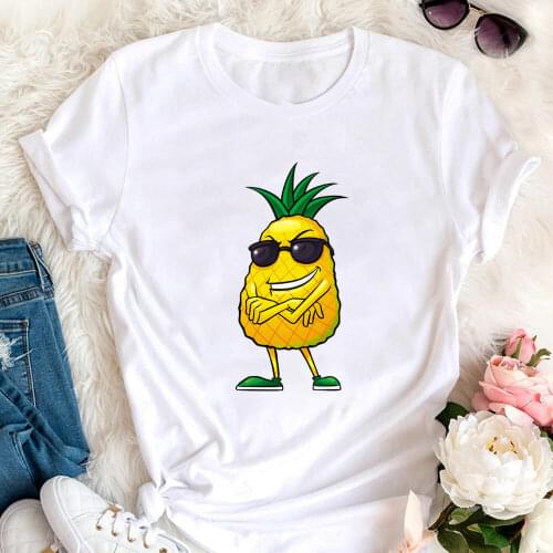 Cute Fruit Graphic Print 100%Cotton Women T Shirt Unisex Funny Summer Casual Short Sleeve Top Girls Weekend Shirt Vacation Tee