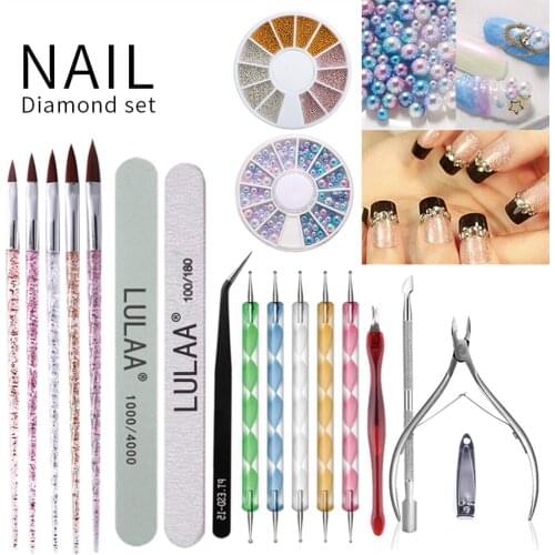 19Pcs Nail Art Brush Set Of Dottiing&Painting Tools Acrylic Powder Carving Gel Nail Brushes Lot With Nails Accessories Nail DIY