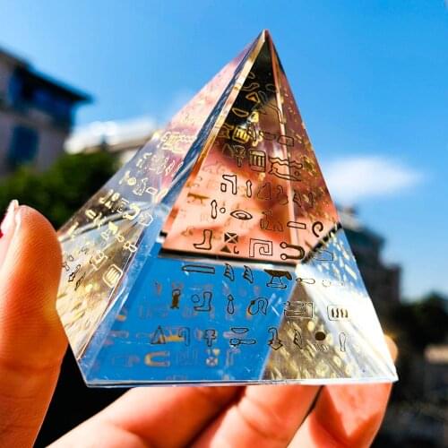 Custom Crystal Prism Suncatcher Inscribe Lettering Design Craft Triangle with Concave Bottom Color Plated Pyramid Home Decor