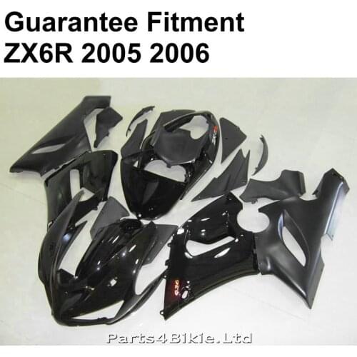 Hot sale fairings for Kawasaki ZX6R 2005 2006 glossy black fairing kit Ninja ZX 6R 636 05 06 injection molded FU68