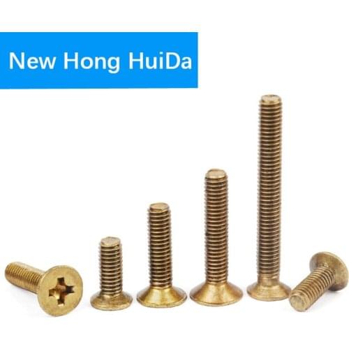 M2 M2.5 M3 M4 M5 M6 Brass Phillips Flat Head Machine Screw Metric Thread Cross Recessed Countersunk Metal Bolt