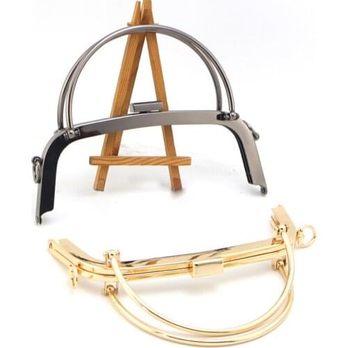 20cm Wood Handle Metal Purse Frame Clutch Bag Accessories Kiss Clasp Lock Bronze Embossing HandBag Hardware