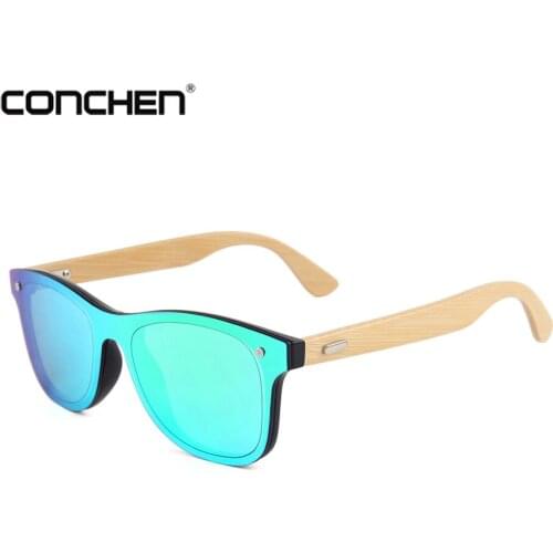 CONCHEN 2018 Fashion Wooden Sunglasses Men Bamboo Temple Sun Glasses Women Wood Glasses