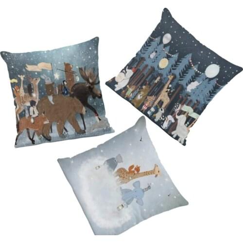 Cartoon Cute Pillowcase Home Decoration Living Room Peach Skin Cushion Cover Whale Elephant Square 45 * 45Cm Throw Pillowcase