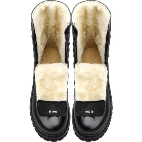 Natural Wool Men Winter Boots Large Size 38~48 Warmest Genuine Leather Russian Style Men Snow Boots