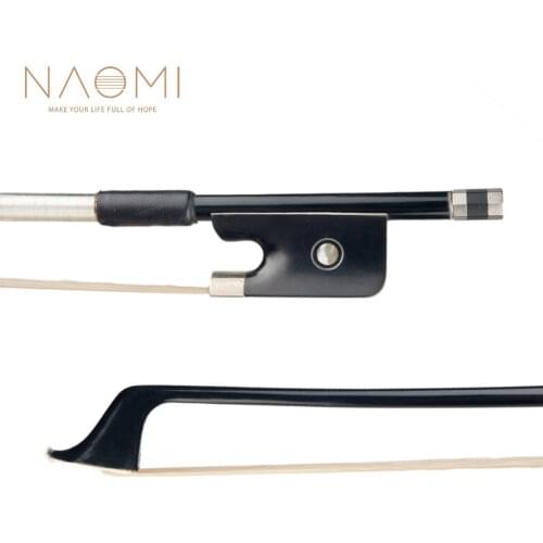 NAOMI 1/4 Cello Bow Carbon Fiber Stick Ebony Frog w/ Parisian Eye Inlay White Mongolia Horsehair Cupronickel Accessories