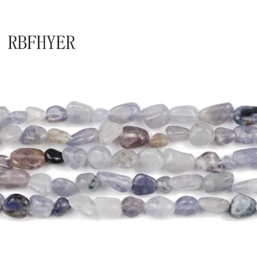 Natural Lolite Irregular Gravel Beads Charm Loose Beads for Unisex Trendy Handmade Jewelry bracelet Earrings Accessories DIY