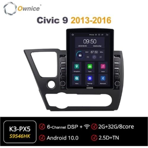 Ownice Android 10.0 Octa 8 Core Car Radio forCivic 9 2013 2014 2015 2016 GPS Multimedia Stereo PlayerTesla Style 4G LTE