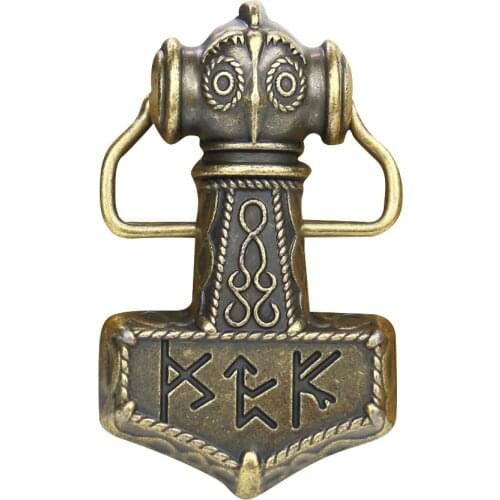 Nordic Mythology Viking Rune Hammer Belt Buckle for Men Western Myth Odin Weapon Cowboy Jeans Accessories Buckles for 4cm Belts