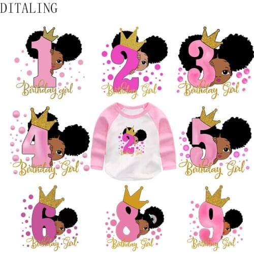 Birthday Girl Patch On Clothing Peekaboo Girl Thermal Sticker On Clothes Afro Ponytail Girl Iron On Patch DIY Washable Applique