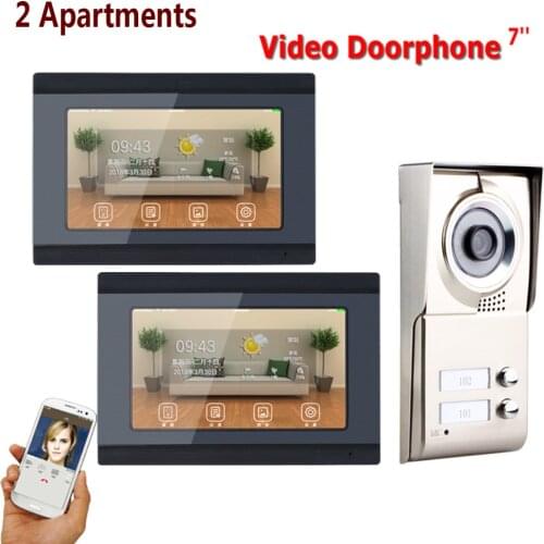 2 Monitor Two Apartments 1.0MP 720P AHD IP WIFI 7" Touch Screen Video Intercom Door Phone Record Kit for Android IOS Phone