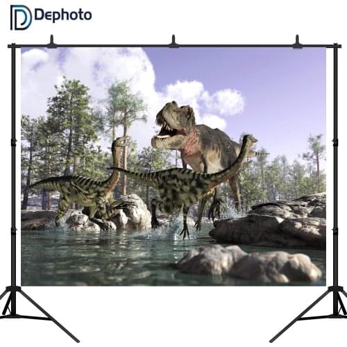DePhoto Jurassic Dinosaur Park Baby Birthday Party Photography Backgrounds vinyl Photographic Backdrops For Photo Studio