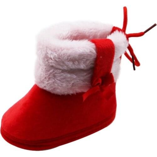 Winter Baby Boy Girl Cotton Snow Boots With Bow Tie Mid-tube Boots Infant Anti-slip Toddler Shoes Hot Sale