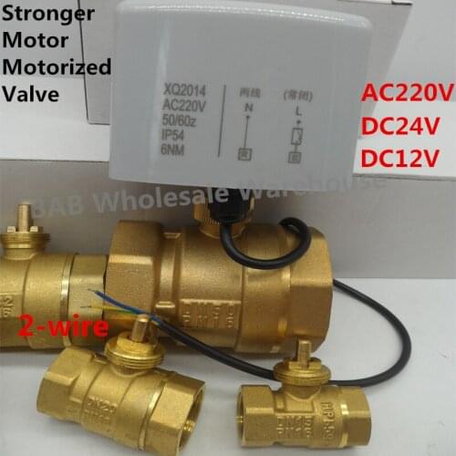 2-wire 2 way N/C Electric actuator Stronger motorized brass ball valve AC220V DC12-24V 1/2" to 2" automatic control valve