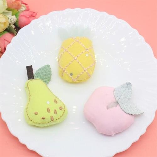 12Pcs/Lot Cute Cartoon Fruit Doll For Kids Hair Clip Accessories Plush Peach Appliques For DIY Cloth Hat Handbag Brooch Socks