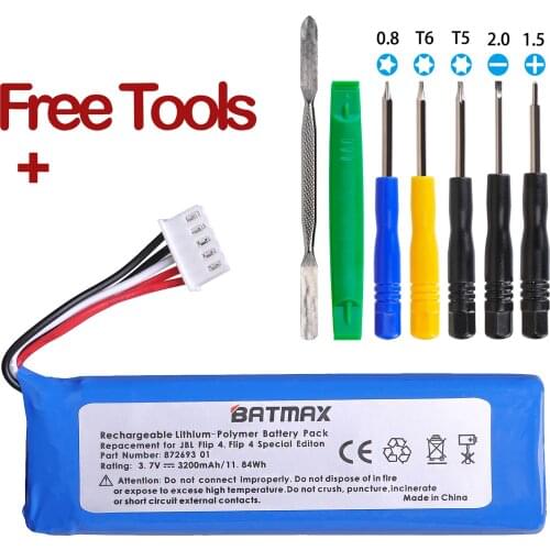 Batmax 3200mAh bateria jbl flip 4 for JBL Flip 4, Flip 4 bluetooth speaker with install tools GSP872693 01