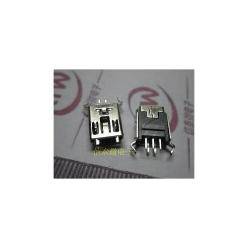 Free Shopping 50PCS Mini USB 5 pins socket DIP 180 degree connector use to PCB Curved foot