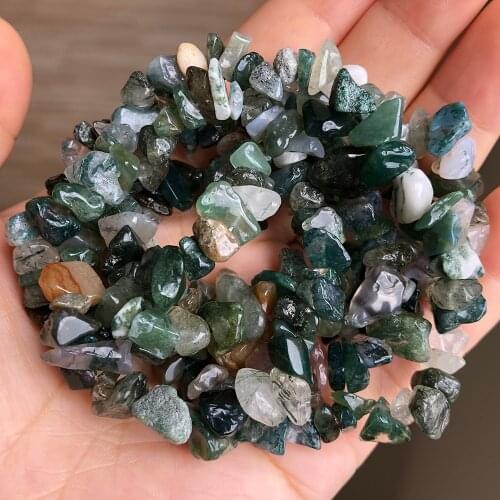 5-8mm Natural Irregular Grass Agates Gravel Chips Stone Beads Loose Spacer Beads for Jewelry Making DIY Earring Necklace 33"