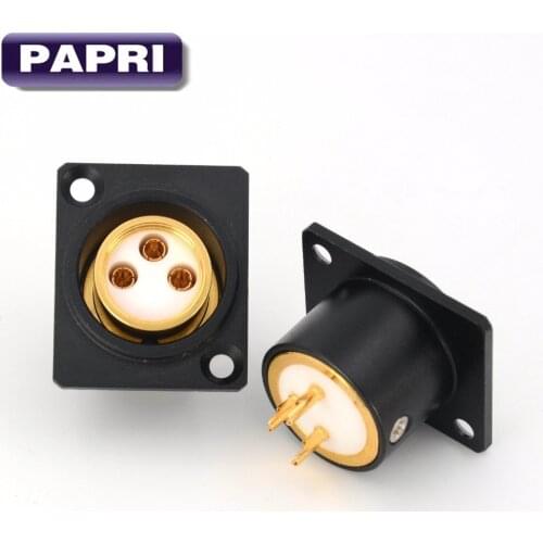 PAPRI 1PCS Female 3PIN XLR Balance Jack Connector Gold Plated Tellurium Copper PTFE