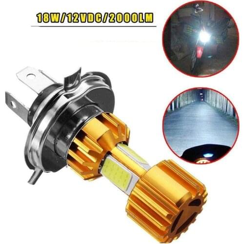 Motorcycle Headlight Bulb H4 18W LED 3 COB 2000LM 6000K Hi/Lo Beam Light White Light Motorbike Head Lamp Hi-Lo lights Moto DRL