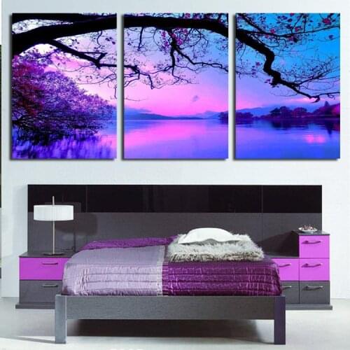 Purple Cloud Print Canvas Wall Art Painting Nature Landscape Modular Pictures On The Sitting Room Cuadros 3 Pieces Unframed