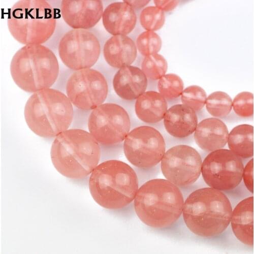 HGKLBB Natural Watermelon red Stone beads 6 8 10 12mm 15'' Round space Loose Bead for Jewelry Making Bracelest DIY Accessories