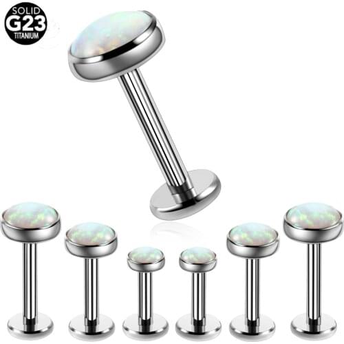 1pc 16G G23 Titanium internally threaded Opal17 Labret Ring Lip Rings Earrings Stud CZ Cartilage Tragus Piercings Body Jewelry