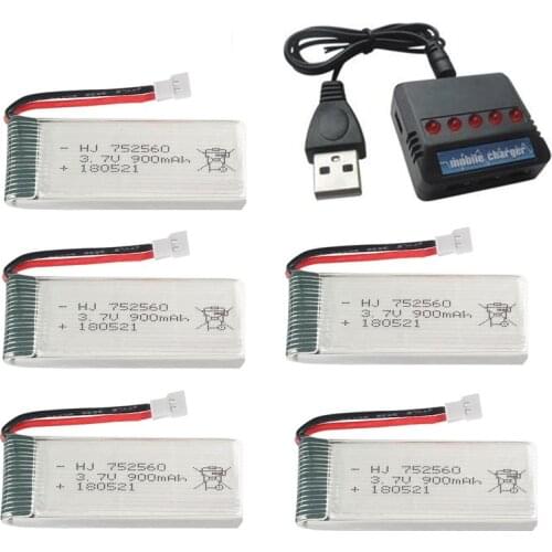 3.7V 900mah Rechargeable Battery Charger sets For X5 X5C X5SC X5SW 8807 8807W A6 A6W M68 Rc Drone Spare Parts 3.7V lipo Battery