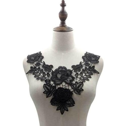 32cmX32cm 1Pcs White Black Neckline Lace Fabric Sewing On Womens Clothing Fashion Accessories DIY Handmade Applique