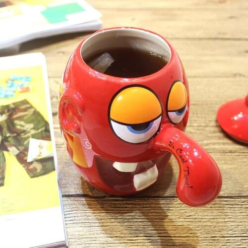 Coloured drawing or pattern mug creative cartoon cup coffee cup ceramic gifts cups of large capacity with cover glass