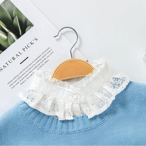 Linbaiway Embroidery False Collars Cotton Adjustable Detachable Women Fake Collars Blouse Top Half Shirt Decoration Accessories