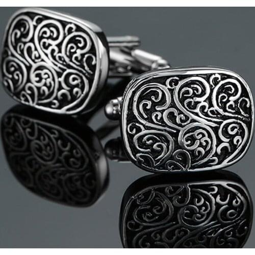 Metal carving flower Cufflinks brand new fashion jewelry wave flower Cufflinks mens business shirt suit pin badge button gift
