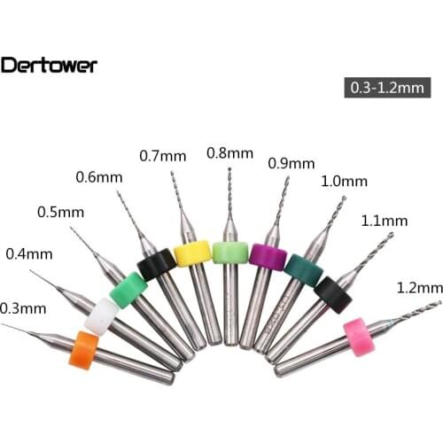 10pcs PCB Drill Bits Kit Mini Tungsten Steel Carbide Drill Bit Set For Metal Woodworking Circuit Board CNC Instrument Tools DT6