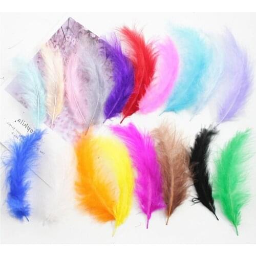 Feathers 10-15cm Turkey Plume 4-6 Inches 50 Pcs Chicken Feather Colorful Plumas Para Manualidades For Wedding Dress Decoration