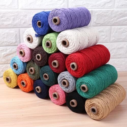 Natural 4 Strand Twisted Macrame Roll Cotton Rope Cord DIY Crafts Knitting Projects for Wall Hanging Plant Hangers Decorative