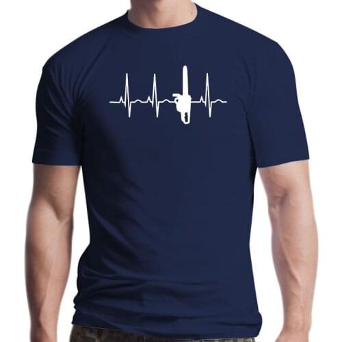 New Lumberjack Shirt Chainsaw Heartbeat T Shirt For Arborists Summer Mens Short Sleeve T-Shirt Funny Tees Cotton Tops T Shirt